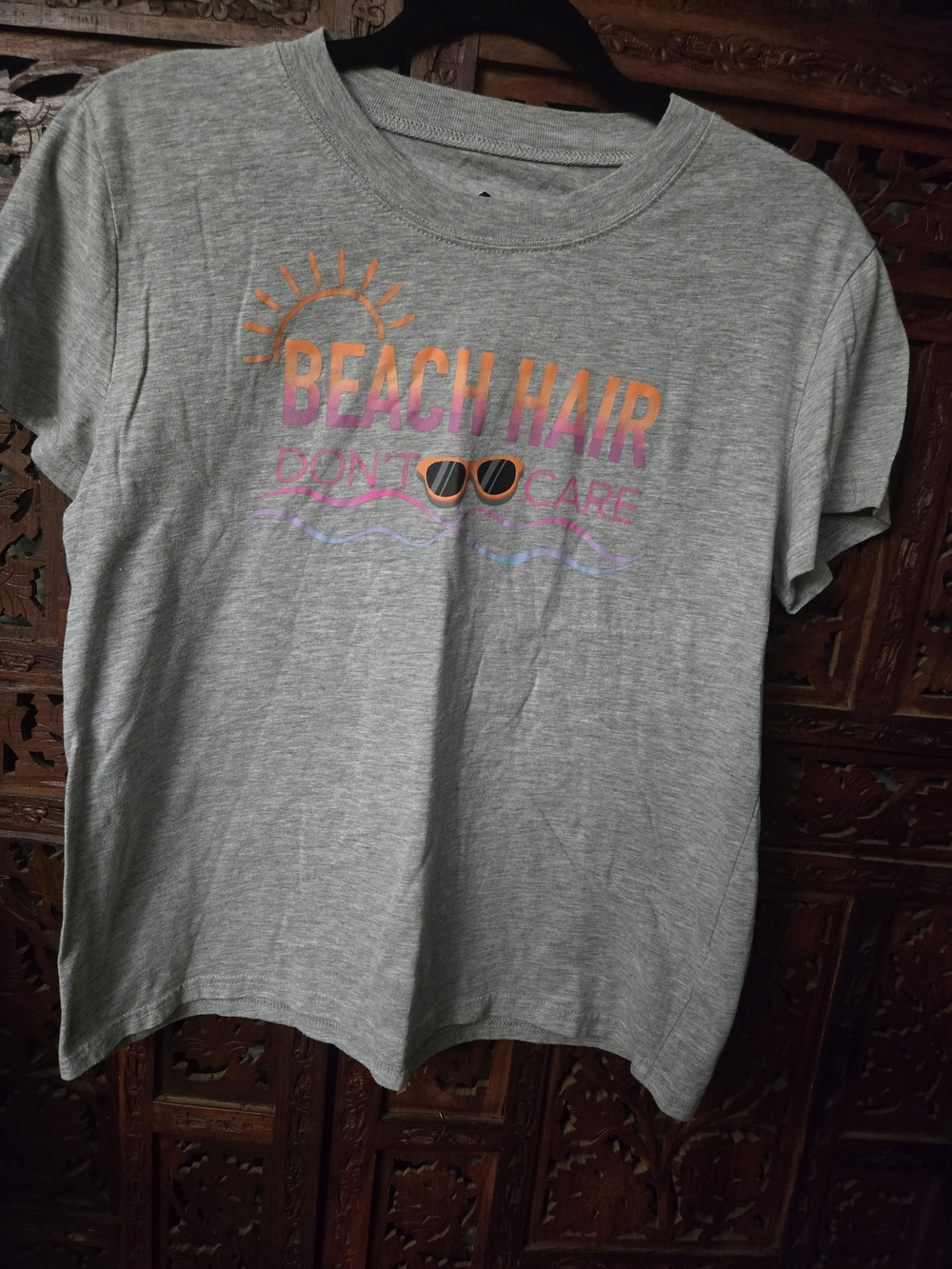 Sweet Treats Tee with Colorful 'Beach Hair Don't Care' Graphic